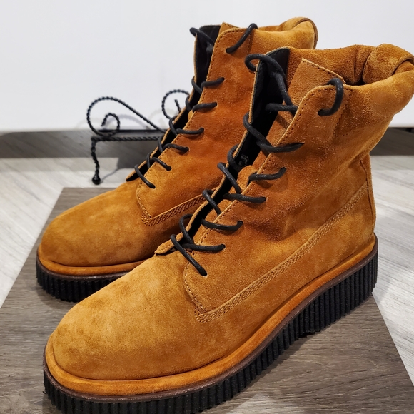 Rag Bone New York Womens Sloane Lace Up Cinnamon Suede Leather